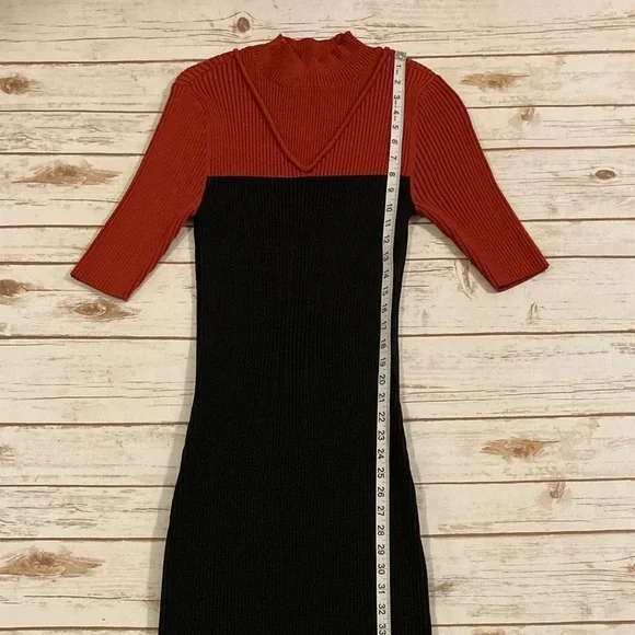 Marina Moscone Two Tone Mock Neck Sweater MIDI Dress XL - Picture 6 of 11